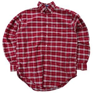 VINTAGE Tommy Hilfiger Shirt Men Small Red Plaid Flannel Long Sleeve Cotton 90s